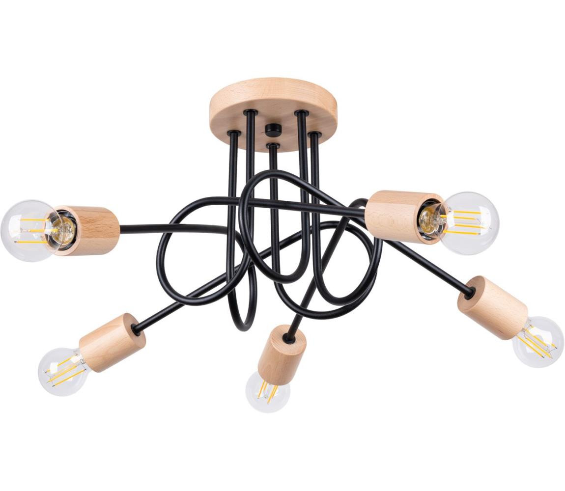 SL.1478 - Přisazený lustr EMBER 5xE27/15W/230V černá/béžová/buk