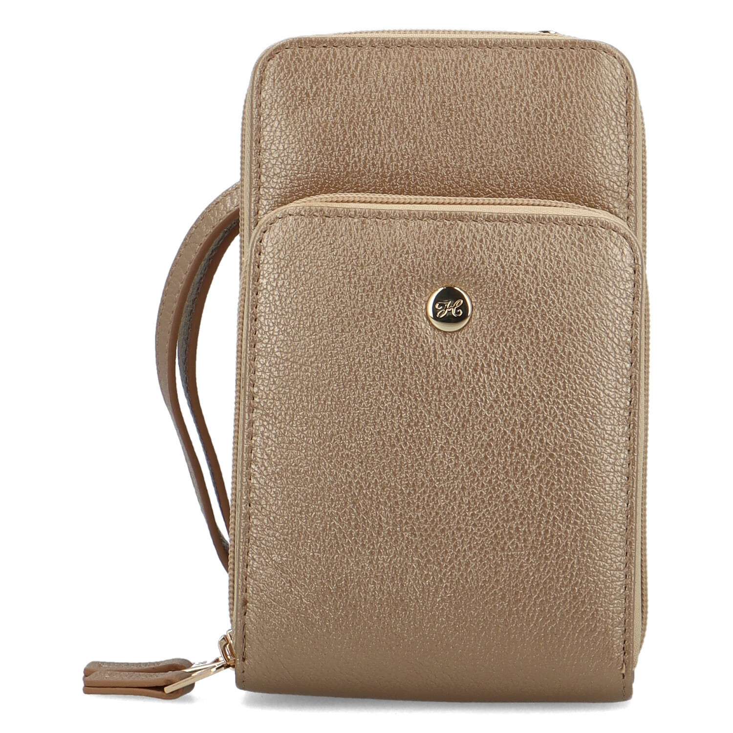 Malá dámská kožená crossbody kabelka bronzově zlatá - Hexagona Vuera zlatá