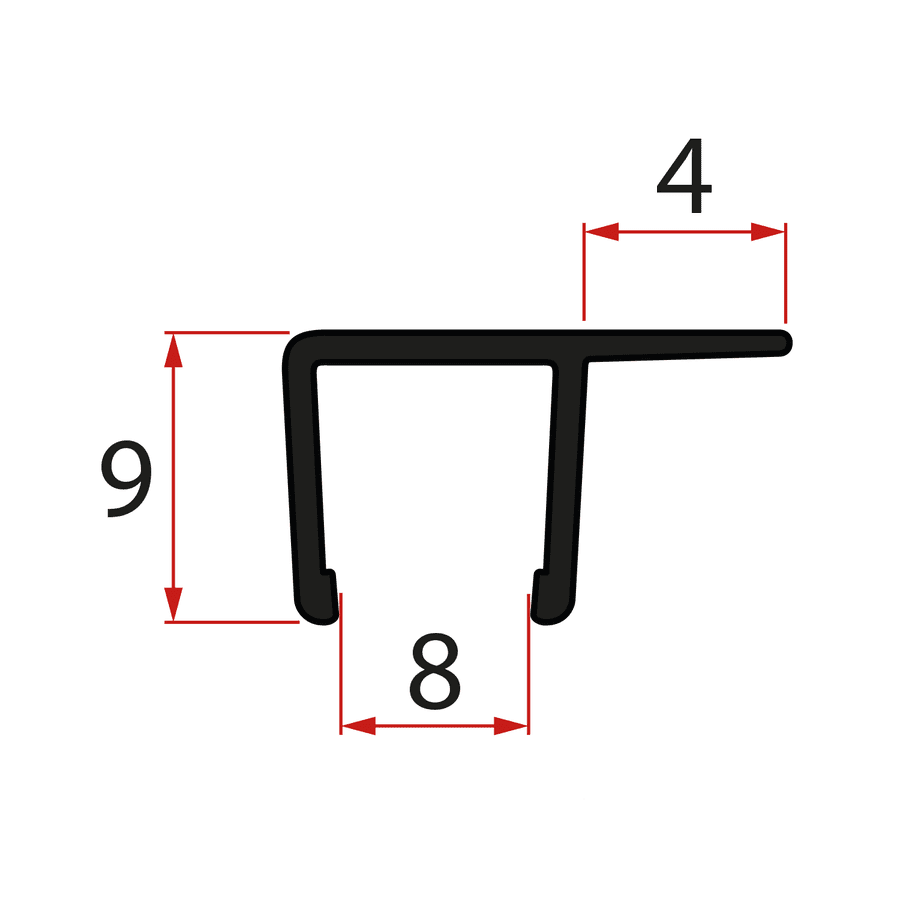 Polysan Svislé těsnění pro sklo 8mm, 2000mm, černá
