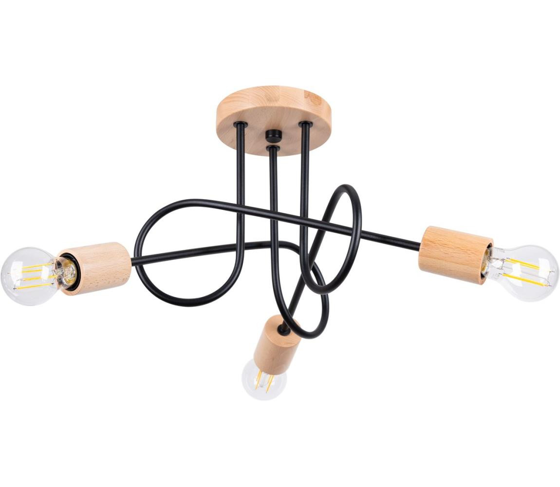 SL.1477 - Přisazený lustr EMBER 3xE27/15W/230V černá/béžová/buk