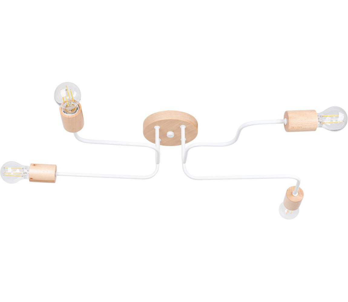 SL.1665 - Přisazený lustr TIMBO 4xE27/15W/230V bílá/béžová/buk