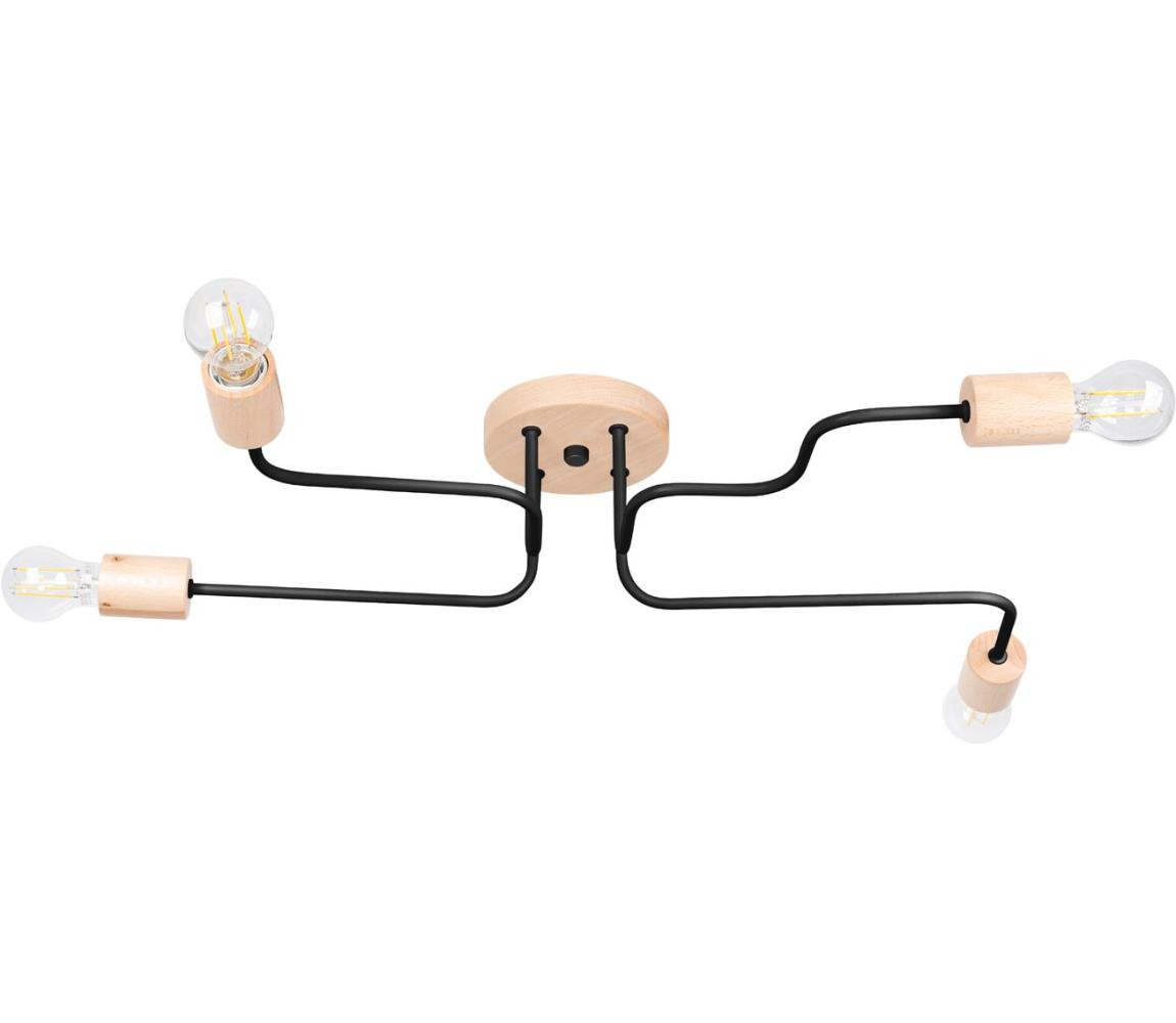 SL.1669 - Přisazený lustr TIMBO 4xE27/15W/230V černá/béžová/buk