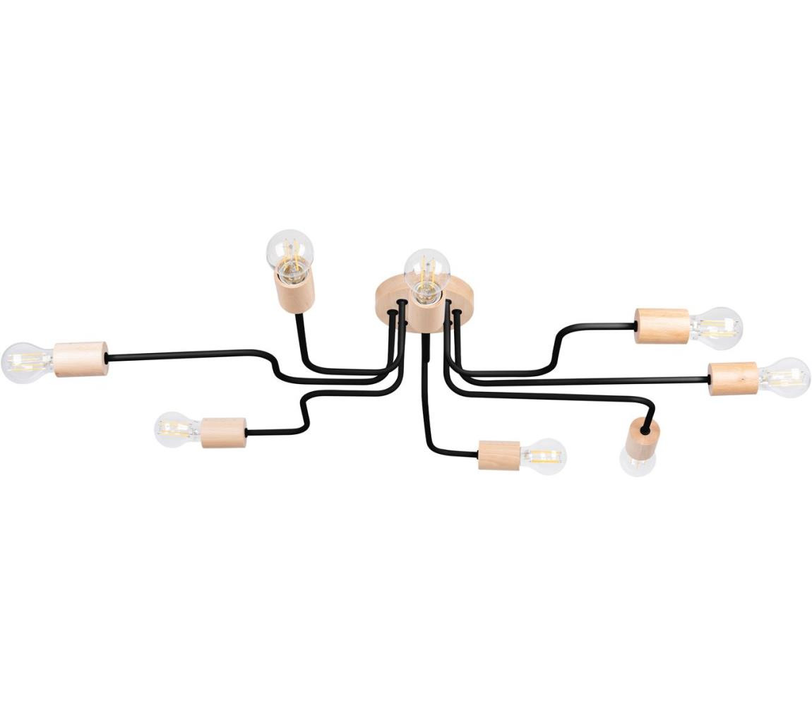 SL.1671 - Přisazený lustr TIMBO 8xE27/15W/230V černá/béžová/buk