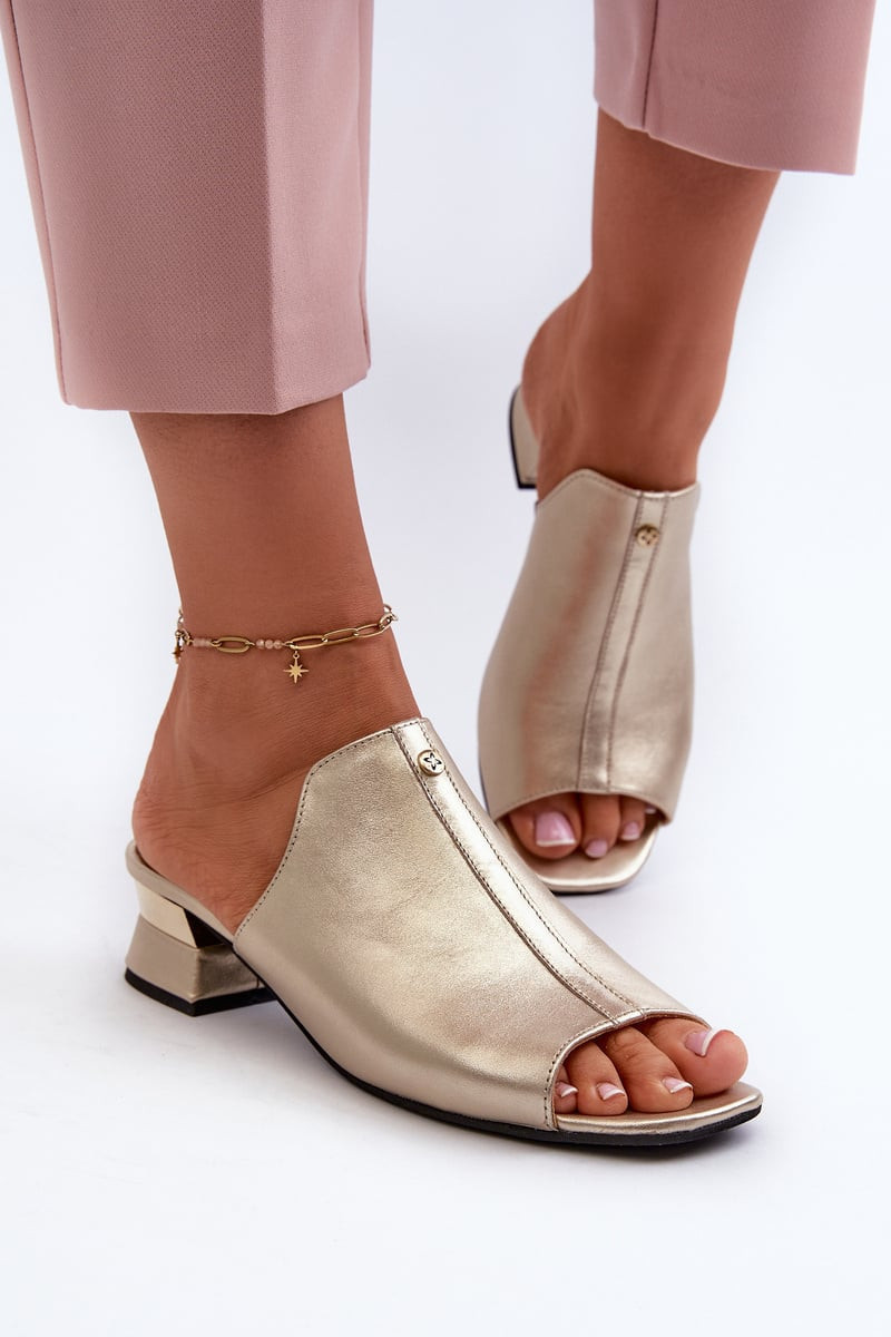 Zazoo Elegantní Dámské Sandály Ze Přírodní Kůže S Nízkým Podpatkem Maciejka