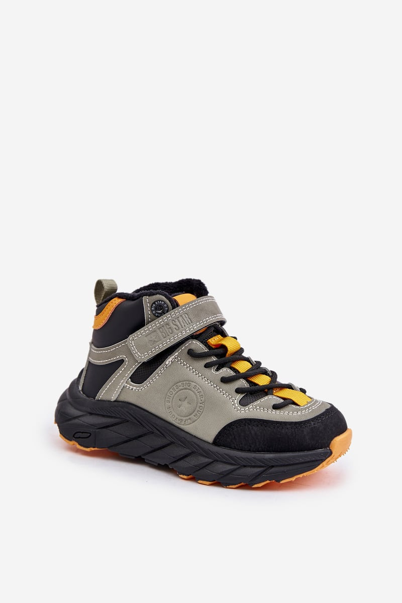 BIG STAR SHOES Dětské trekové boty zateplené na suchý zip khaki Big Star