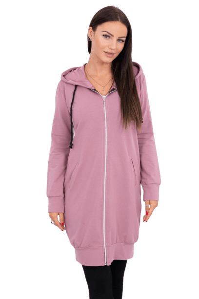 Dámská dlouhá mikina s kapucí Kesi - růžová