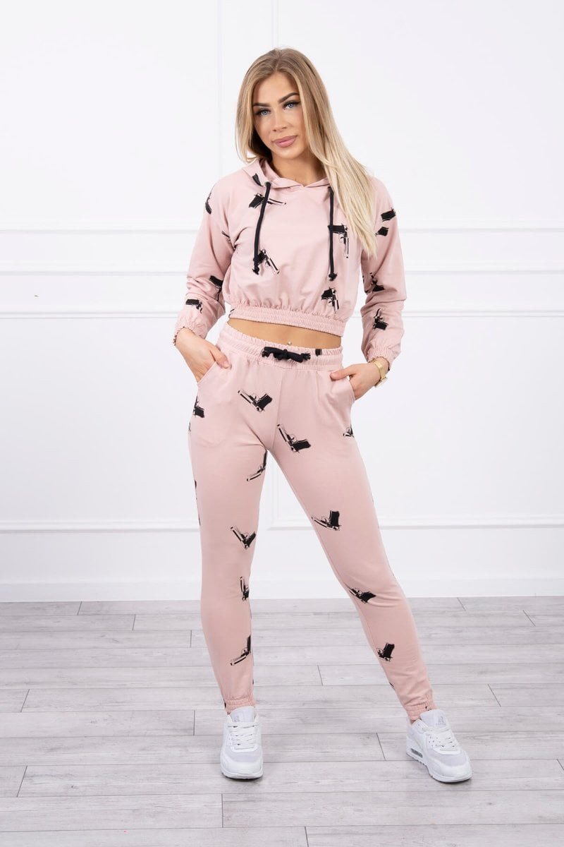 Sada s potištěnými pistolemi tmavě pudrově růžová