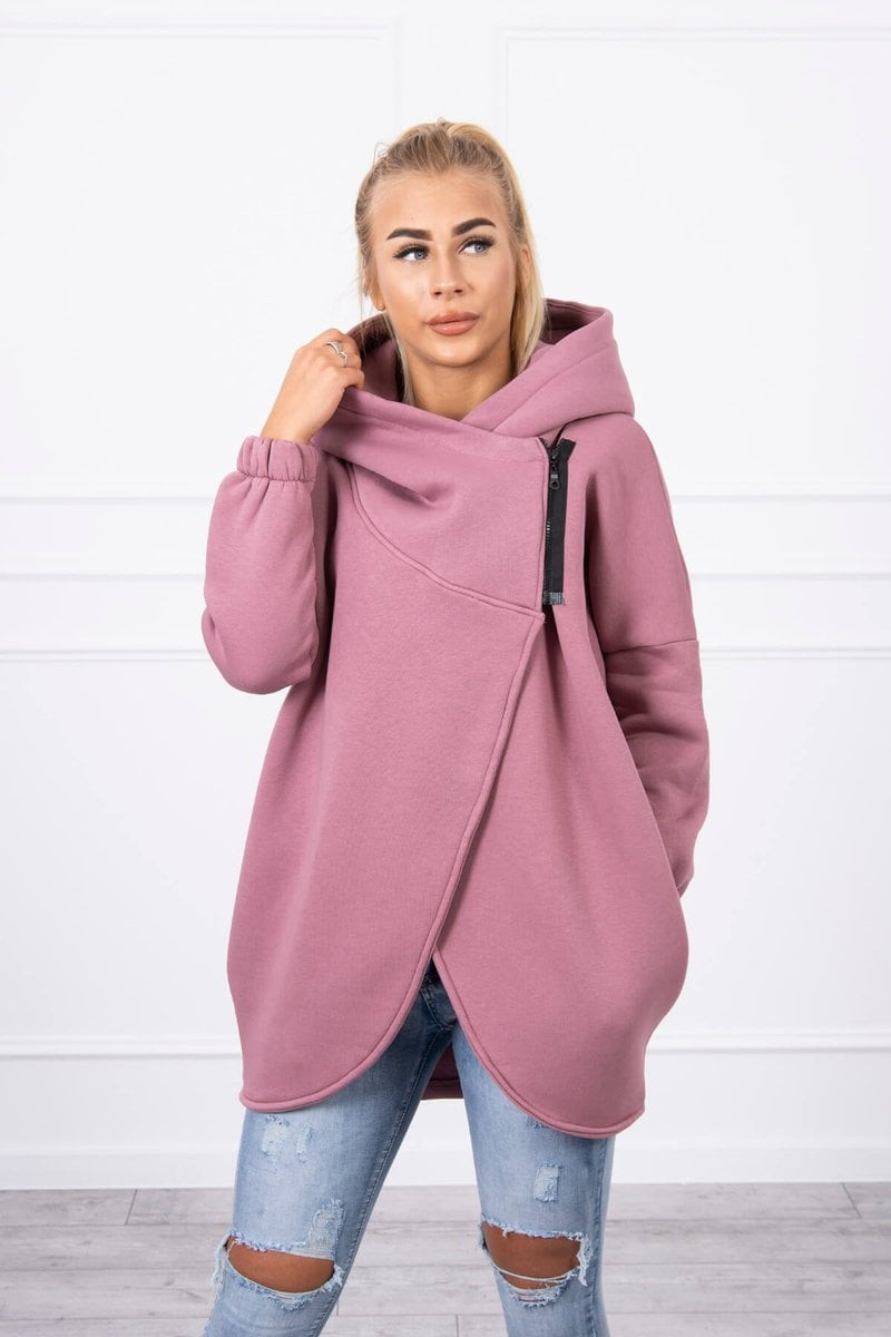 Mikina s krátkým zipem tmavě růžová