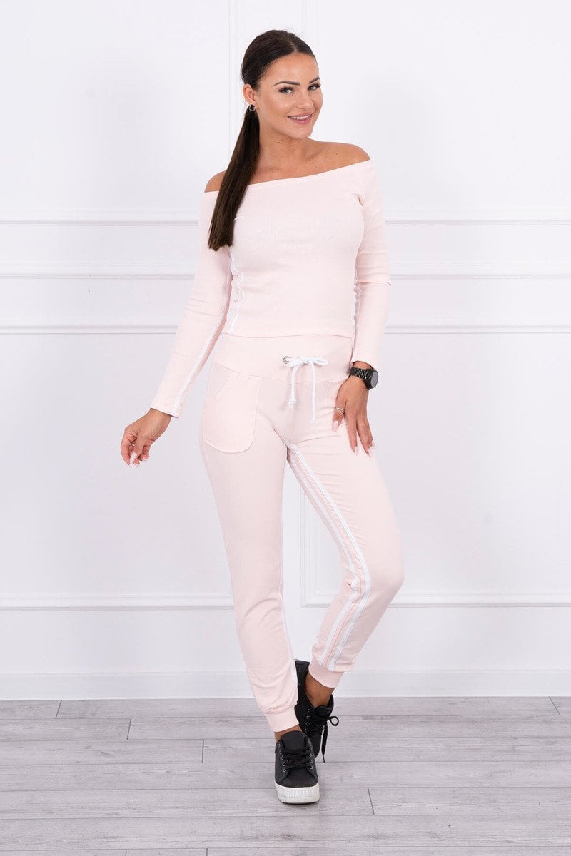 Sada s dvojitým pruhem pudrově růžové