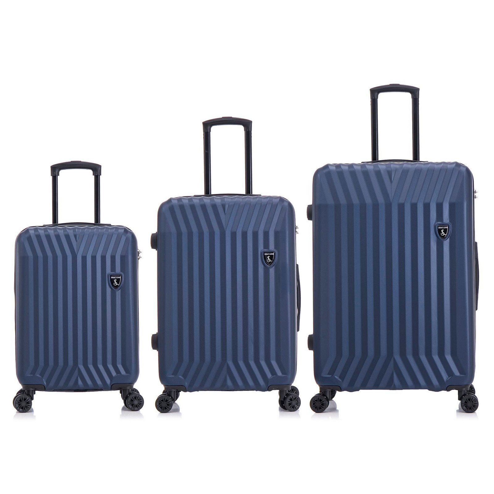 Semiline Unisex's 3-in-1 ABS Suitcases Set T5855-0 Navy Blue