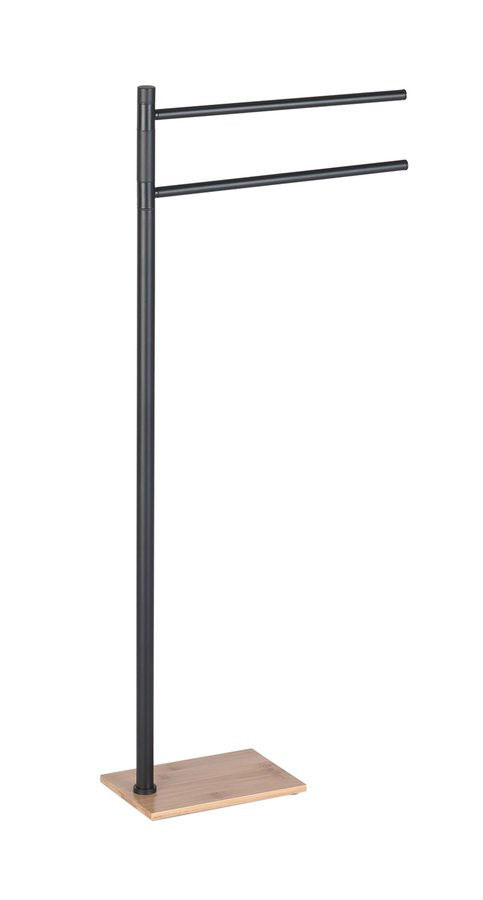 Gedy TRILLY stojan s držákem ručníků, hranatý, černá mat/bambus