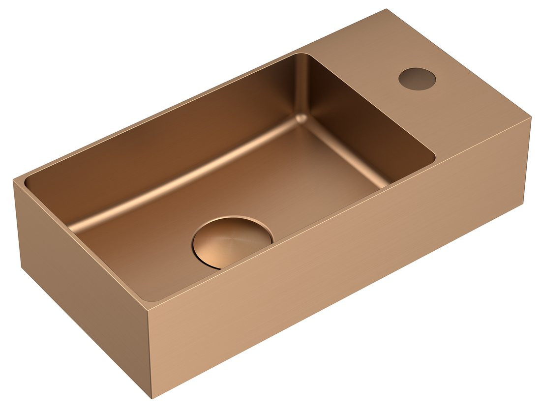 Sapho AURUM nerezové umývátko, 36,5x18cm, včetně výpusti, levé/pravé, měď mat