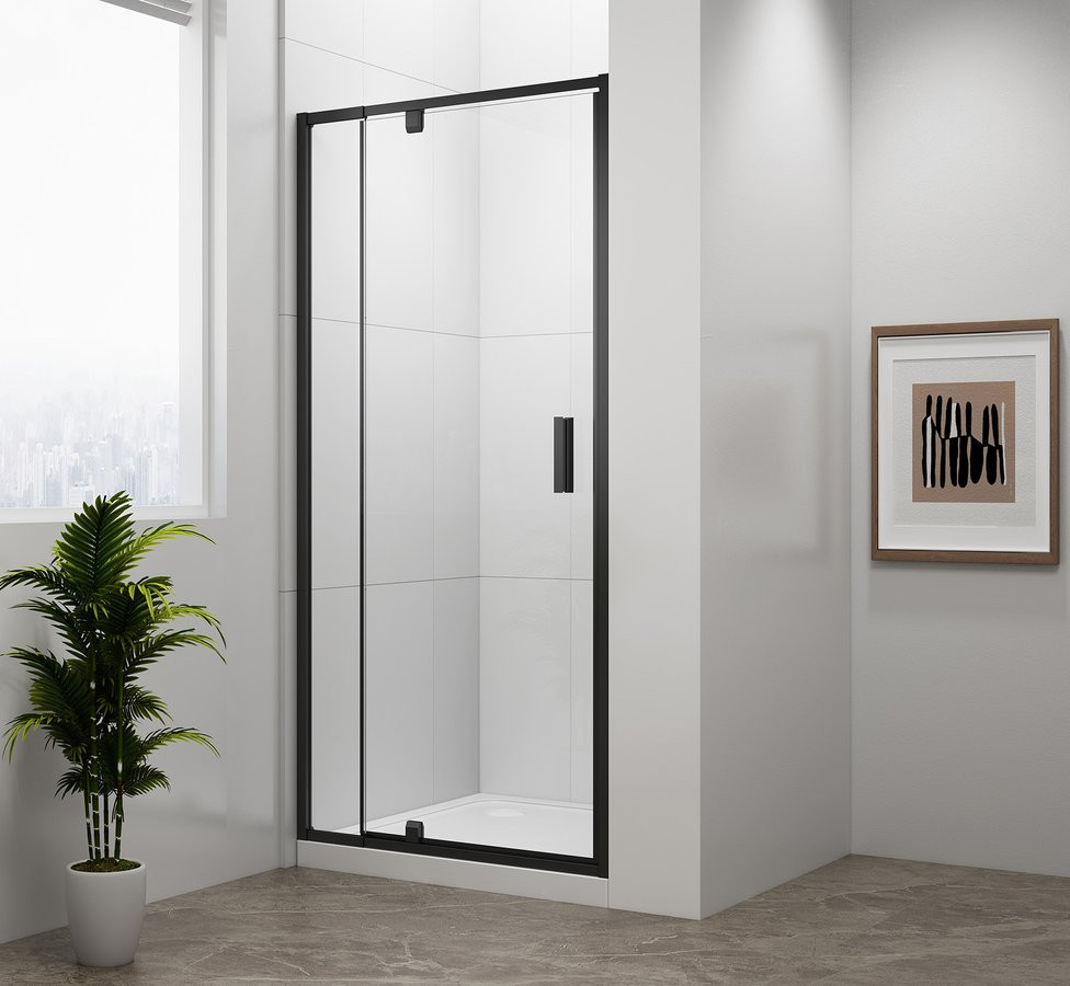 Polysan EASY BLACK sprchové dveře otočné 880-1020mm, čiré sklo