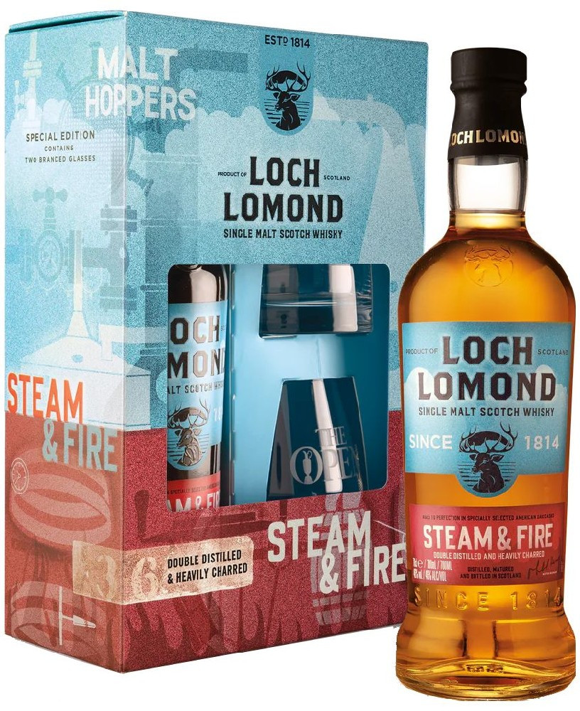 Loch Lomond Steam & Fire + 2 skleničky 0.7l