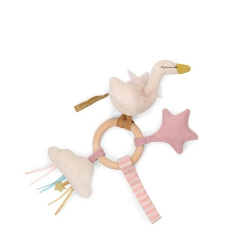 MOULIN ROTY Chrastítko s dřevěným kroužkem Swan