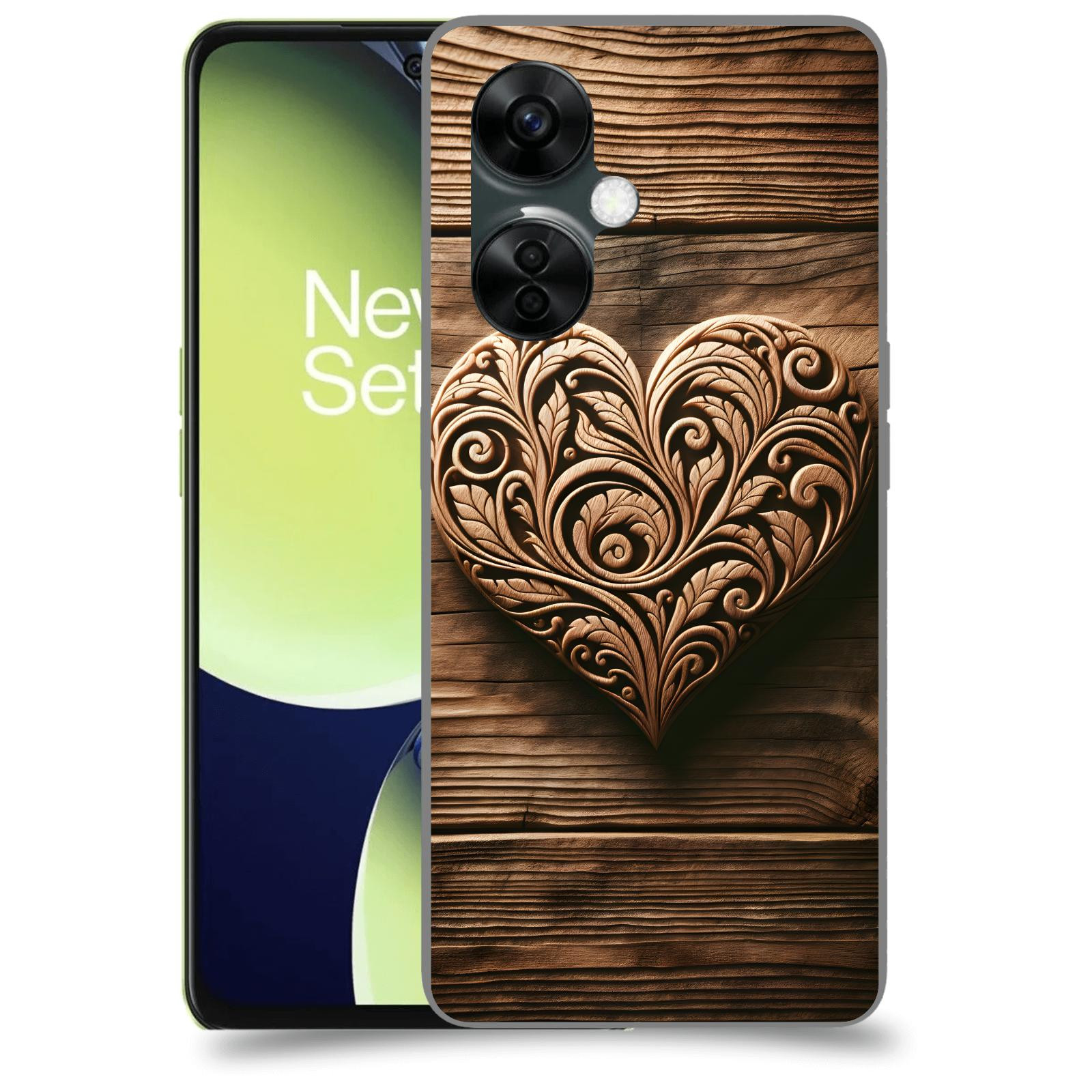 ACOVER Kryt na mobil OnePlus Nord CE 3 Lite 5G - Dřevěné srdce