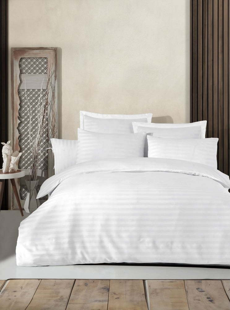 Bílé damaškové povlečení na dvoulůžko 200x200 cm Water Yollu – Mijolnir