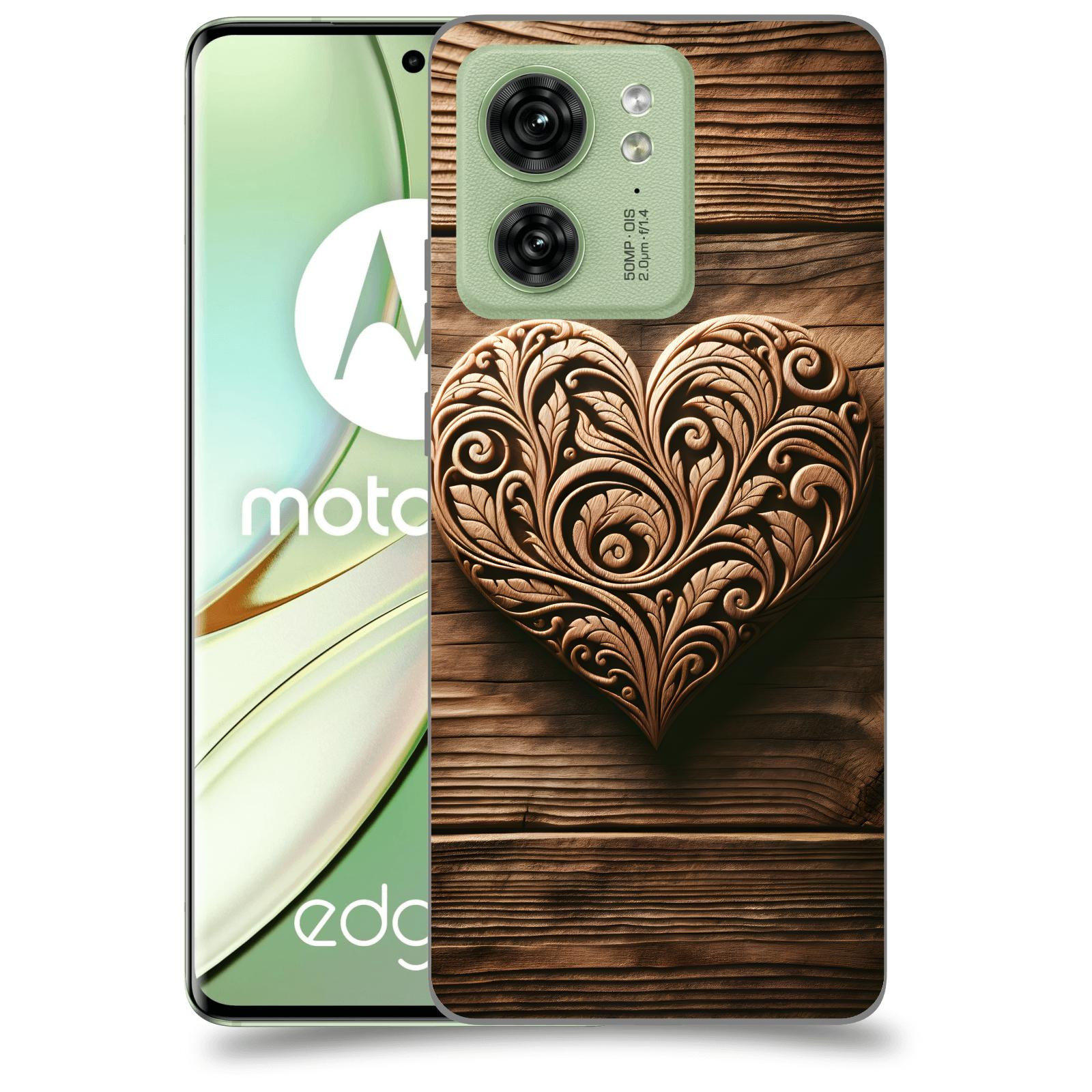 ACOVER Kryt na mobil Motorola EDGE 40 5G - Dřevěné srdce