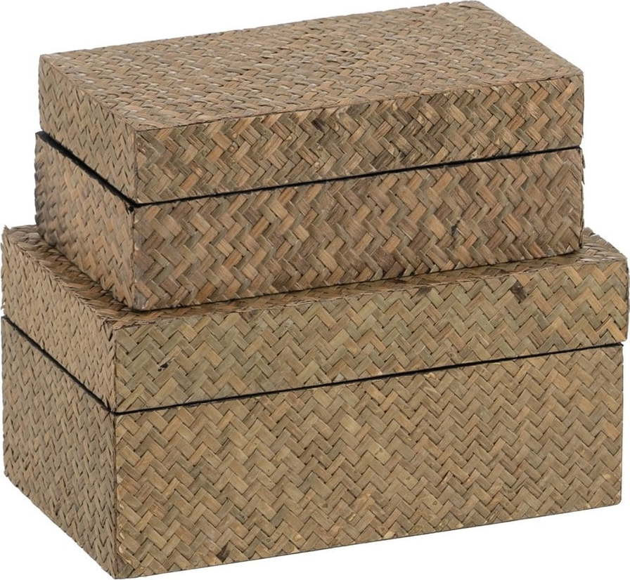 Hnědé dekorativní úložné boxy v sadě 2 ks 25x15x12 cm – Ixia