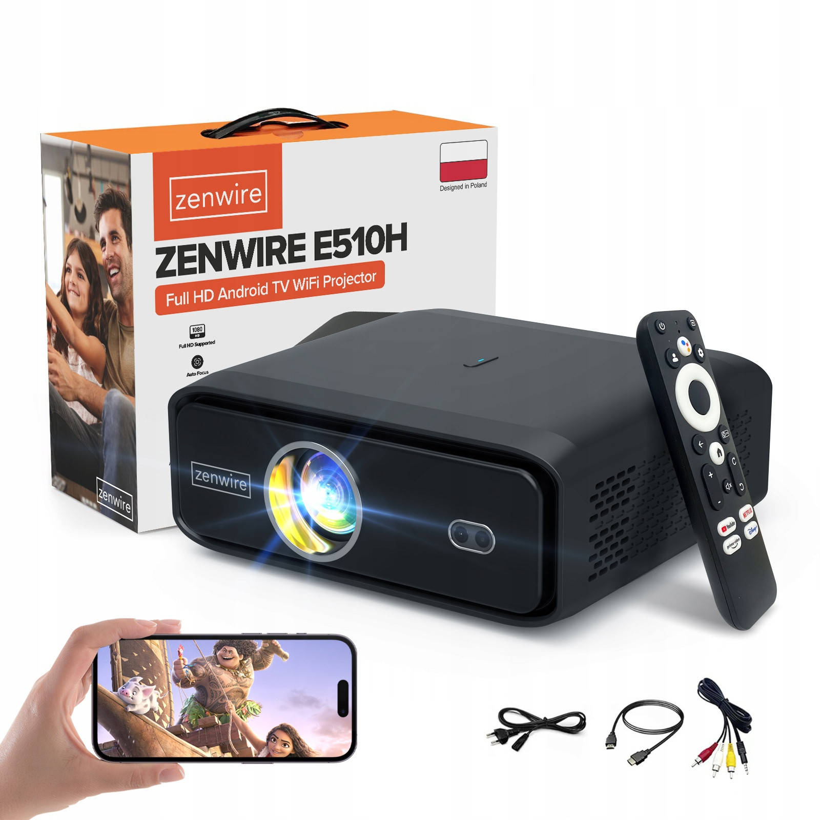 Projektor Full Hd 4K 15000lm Android Google Tv WiFi Bluetooth Led