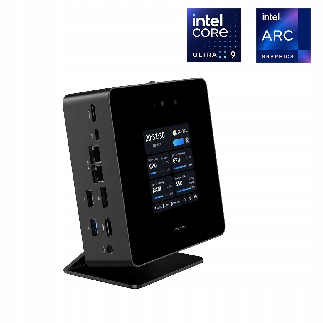 Mini Pc Intel Core Ultra 9 185H Arc Graphics 8K WiFi 7 BT5.4 Dotykový Panel