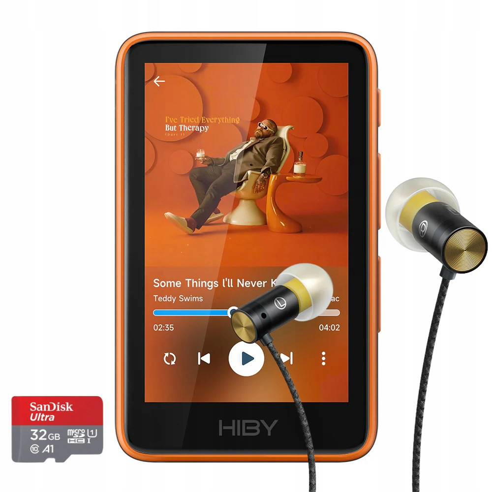 HiBy R1 Set Version (Oranžový) Bluetooth Wi-Fi Yves 32GB Micro Sd