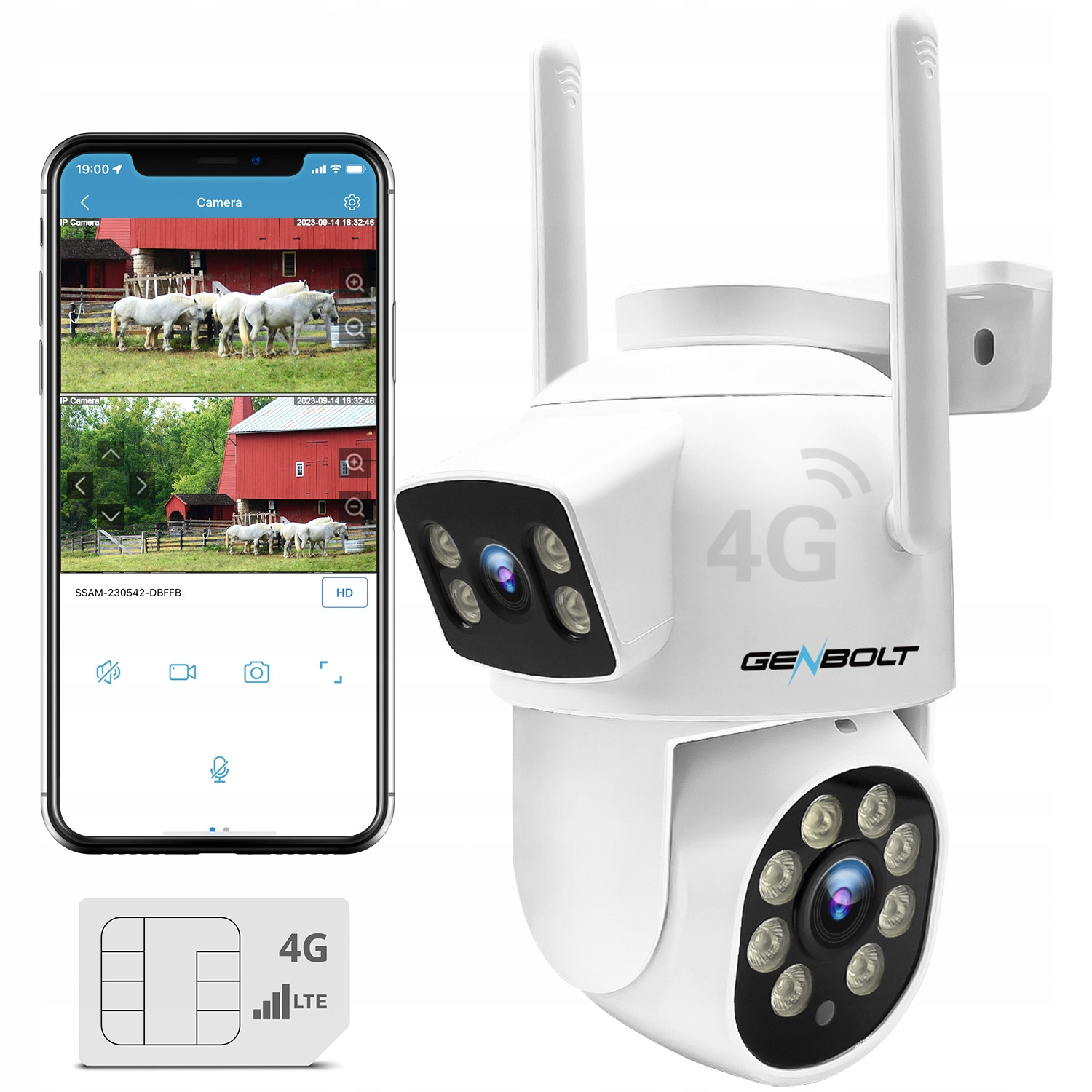 Podvozná Inteligentní Kamera Ip Zewnętrzna 4MP Qhd 4G Gsm Lte Poe Alarm
