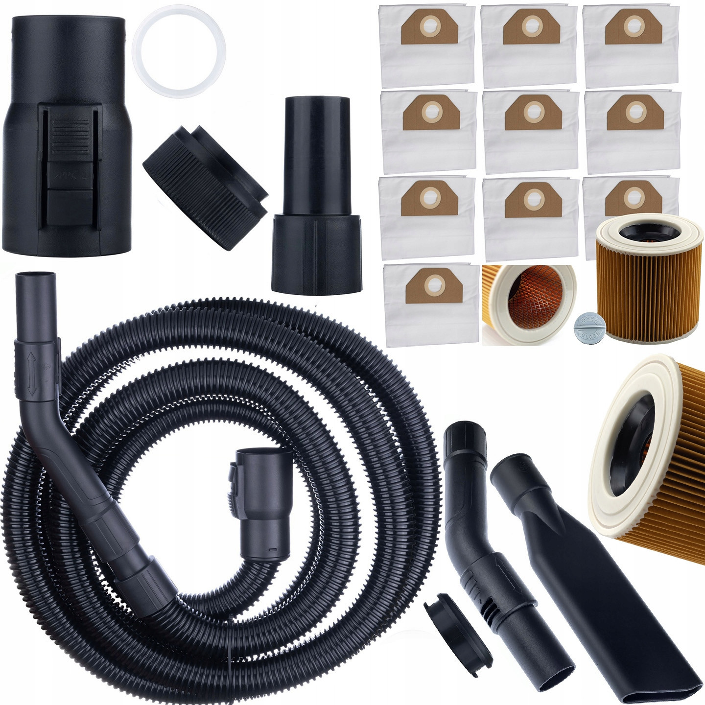Sada 10XSÁČKY Filtr Do Vysavače Karcher SE4001 WD3+SACÍ Hadice WD2 WD6 4M