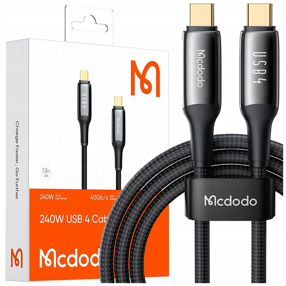 Mcdodo Usb-c Kabel Rychlonabíjení Thunderbolt 4 40GBPS 240W Usb Typ C 1M