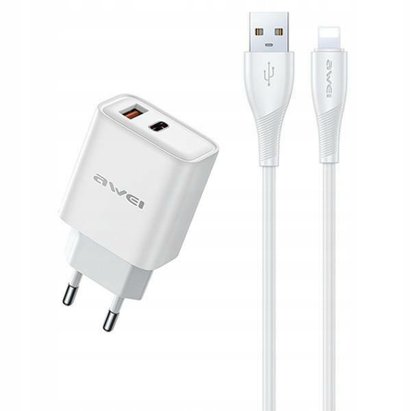 Awei nabíjecí. siec. PD81L-EU 22.5W Usb kabel Lightning bílá/white GaN