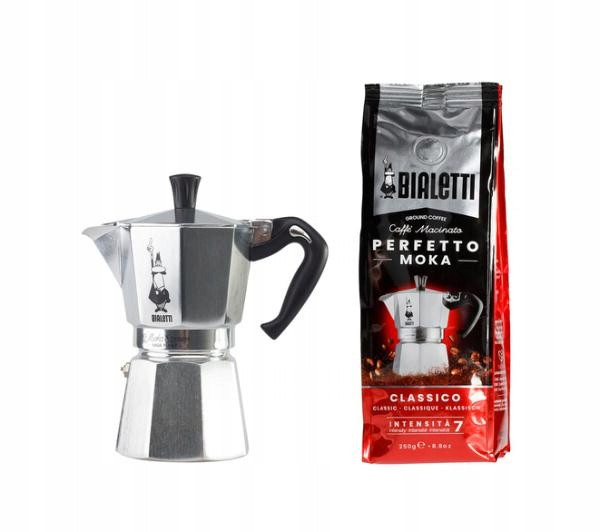 Bialetti Moka Set Express 6tz Káva Mletá Perfetto Moka Classico 250g