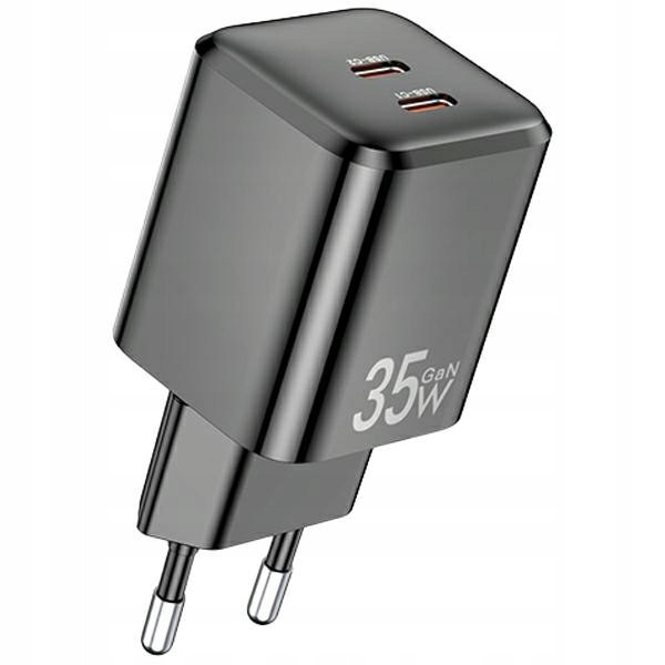 Awei nabíjecí. siec. PD65-EU 35W 2x Usb-c černá/black GaN