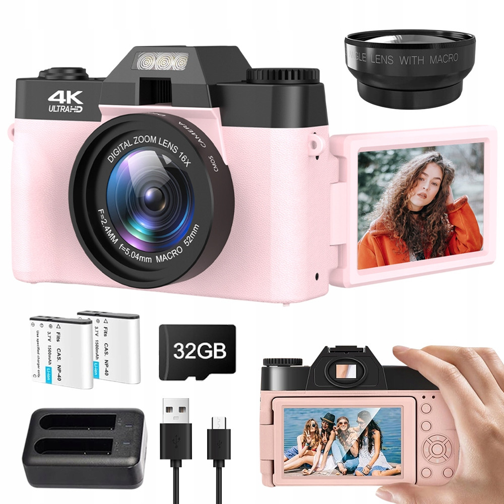 48MP 4K Digitální Fotoaparát S Manuálním Ostřením A 32GB Paměťovou Kartou Pro Studenty