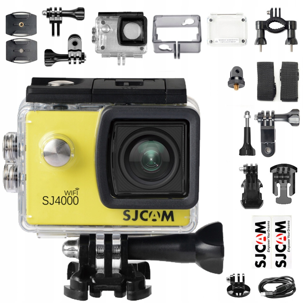 Sportovní Kamera Sjcam SJ4000 Wifi Žlutá 4k Uhd Vodotěsné Příslušenství