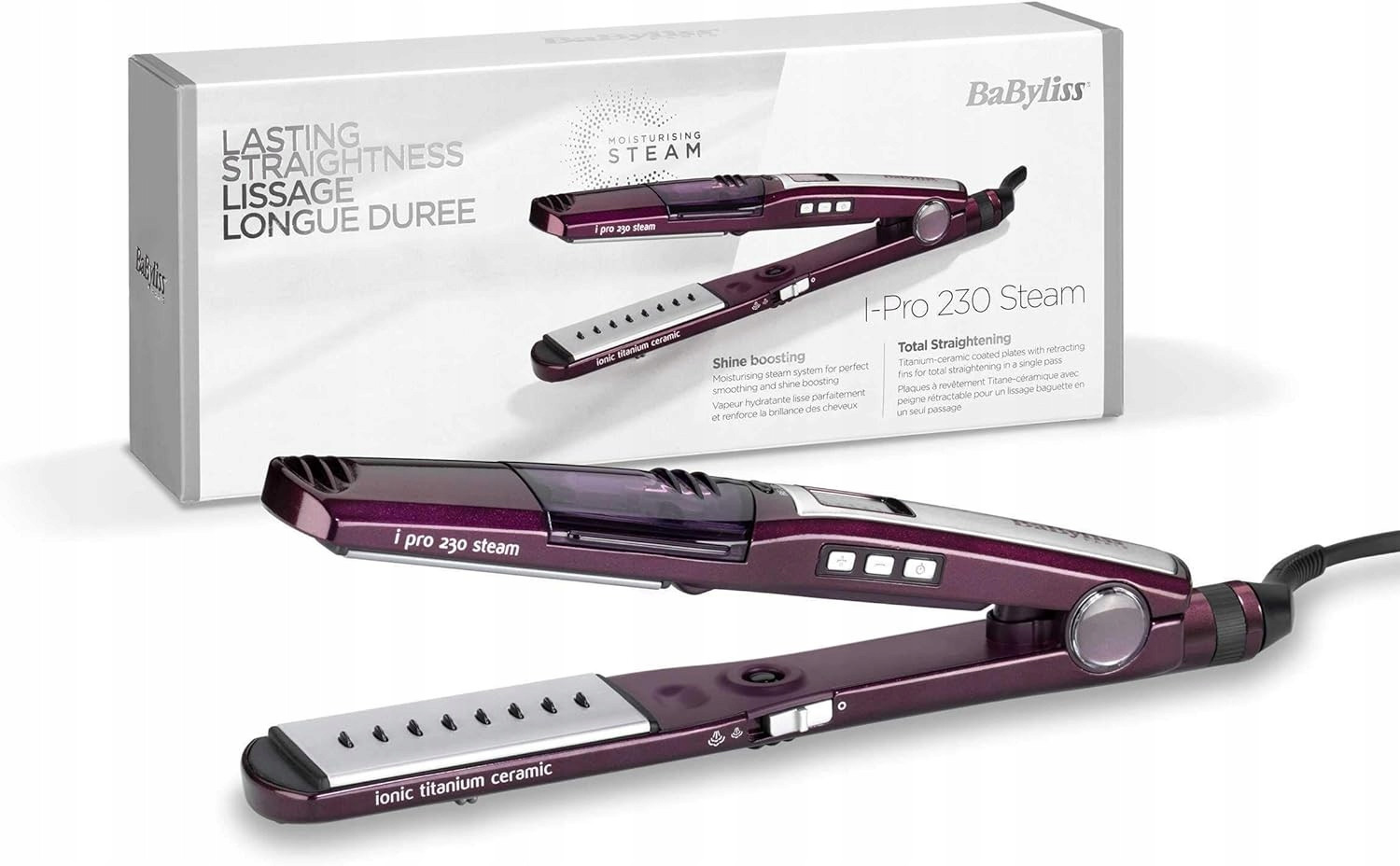 Babyliss ST395E I-pro 230 Steam Žehlička Na Vlasy Na Vlasy Ionizace 55W