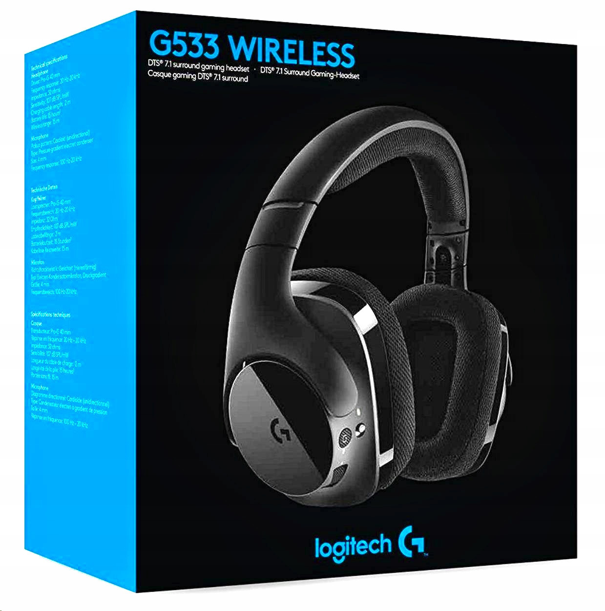 Bezdrátová sluchátka Herní Logitech G533DTS Pro-g Na uši- Dts X 7.1