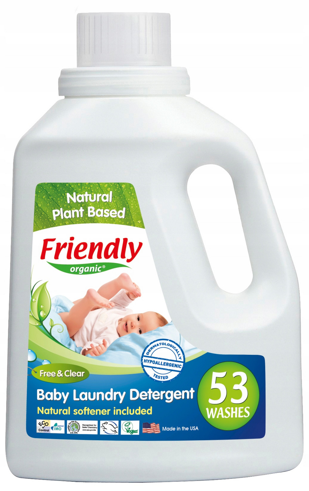 Tekutý prací prostředek na dětské oblečení bez parfemace, Friendly Organic, 1567ml