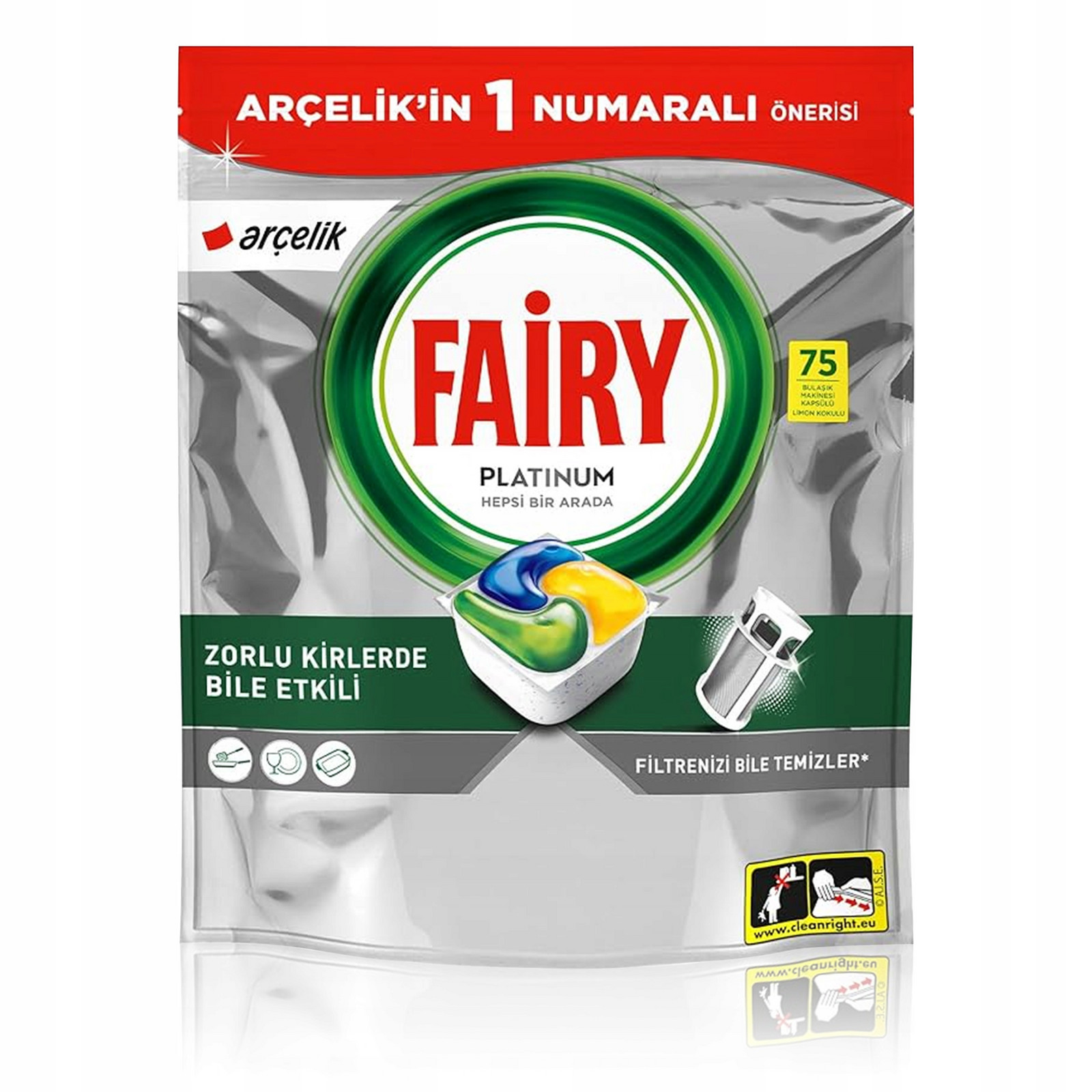 Kapsle do myčky Fairy Platinum All in One Lemon 75 Kusů