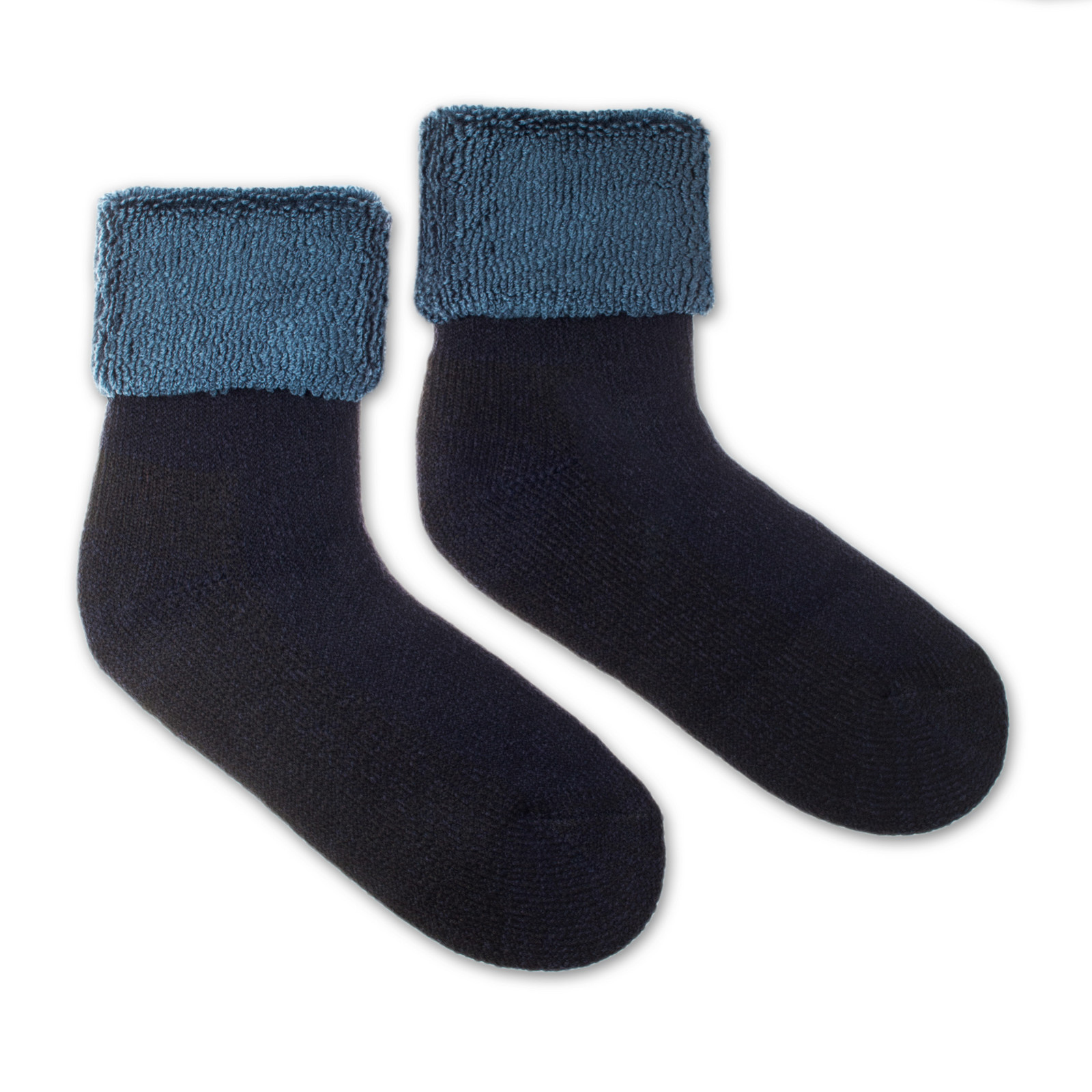 Vlněné ponožky Vlnáč Termo modrý, petrolejový lem
