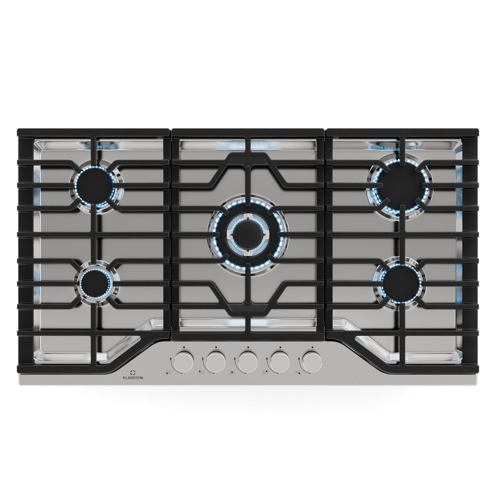 Klarstein Plynová varná deska Turbocast | 304 nerezová ocel | 5 hořáků | profesionální litinový držák | hořák wok