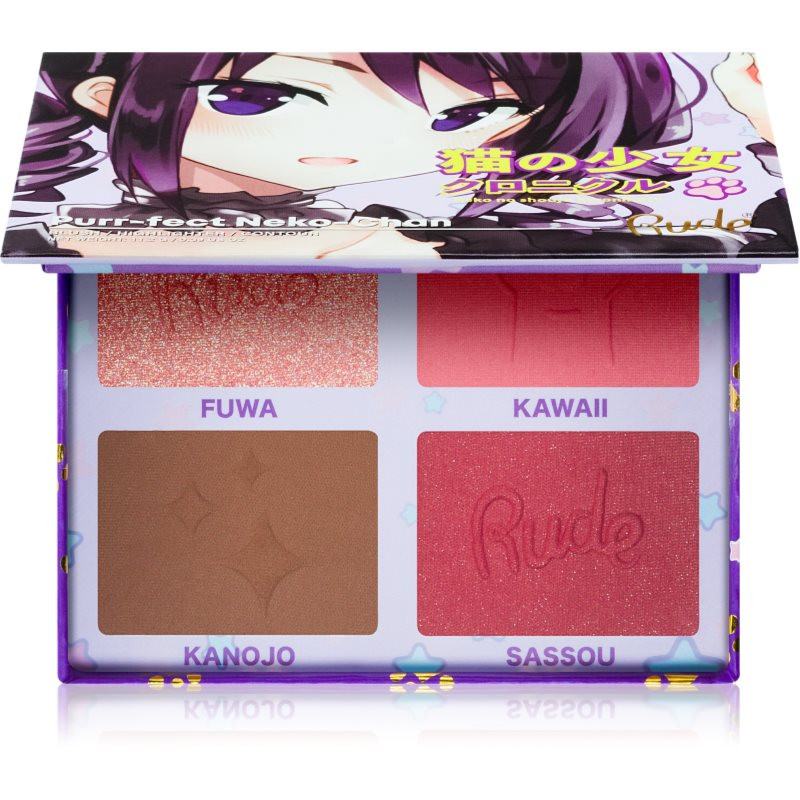 Rude Cosmetics Manga Face Palette multifunkční paleta na obličej odstín Purr-fect Neko-Chan 11.2 g