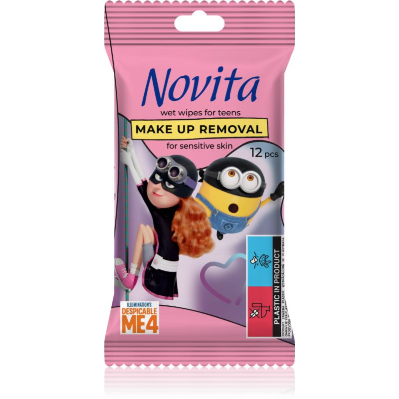 NOVITA Make-up Removal vlhčené odličovací ubrousky pro citlivou pleť 12 ks