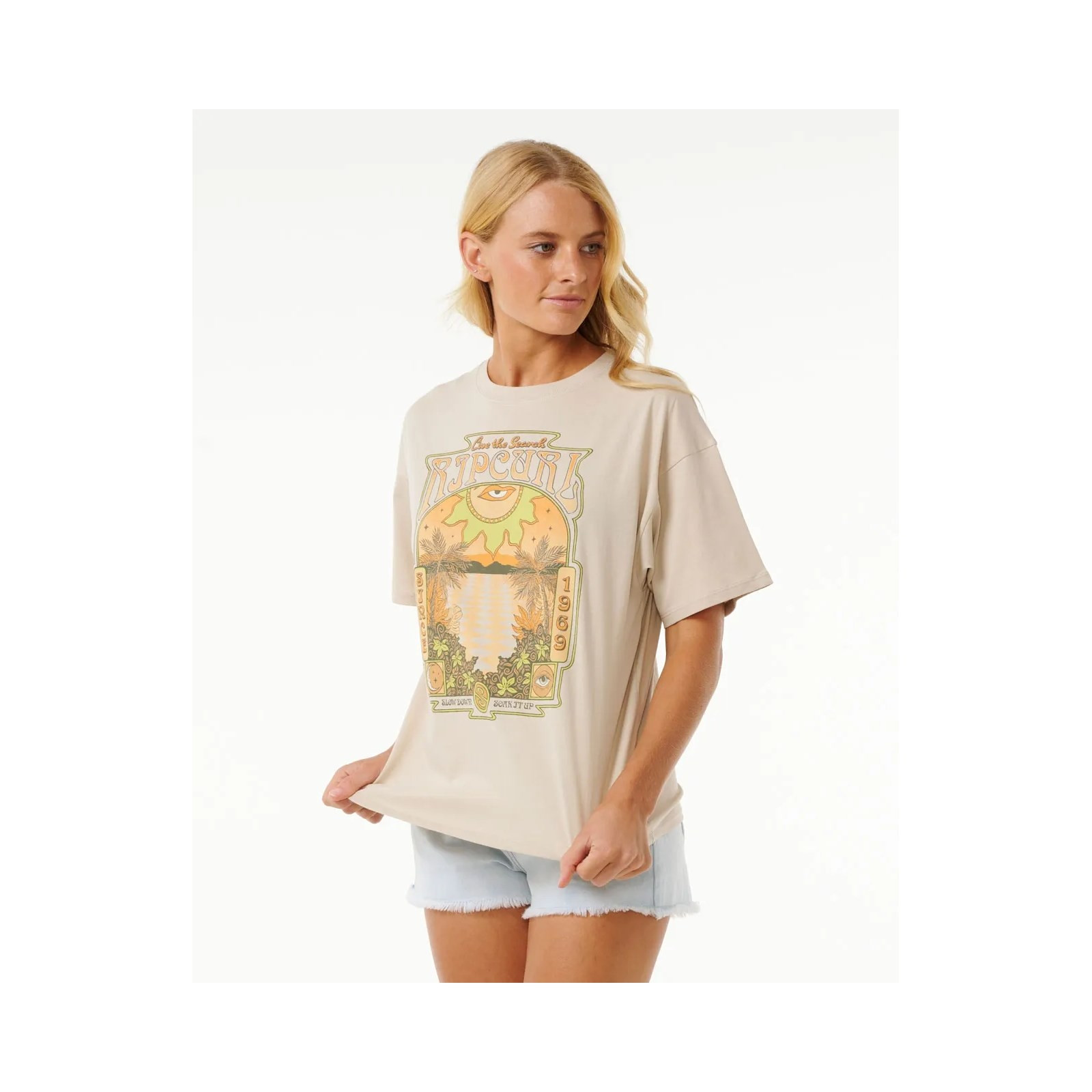 triko RIP CURL - Slow Down Heritage Tee Natural (31)