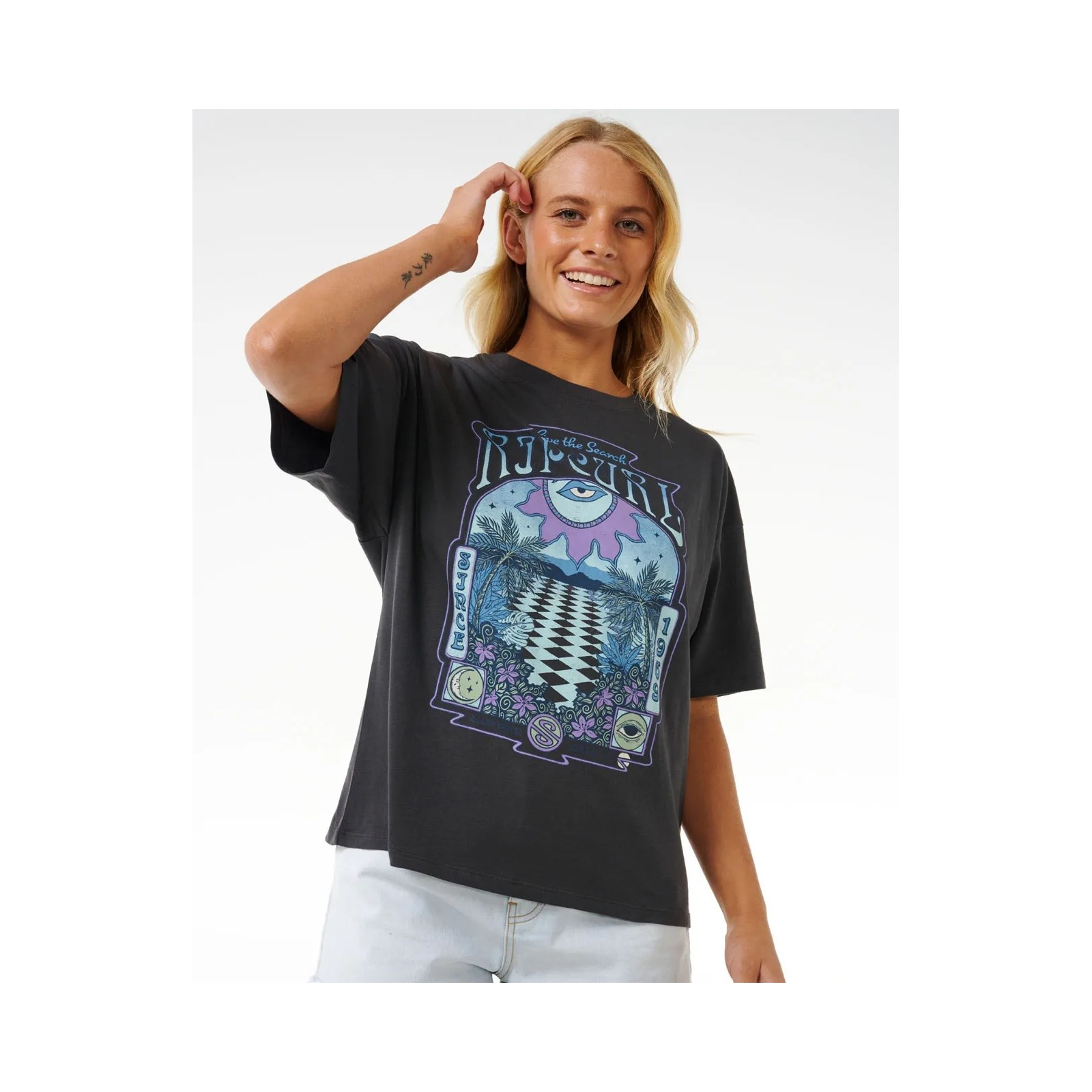 triko RIP CURL - Slow Down Heritage Tee Washed Black (8264)