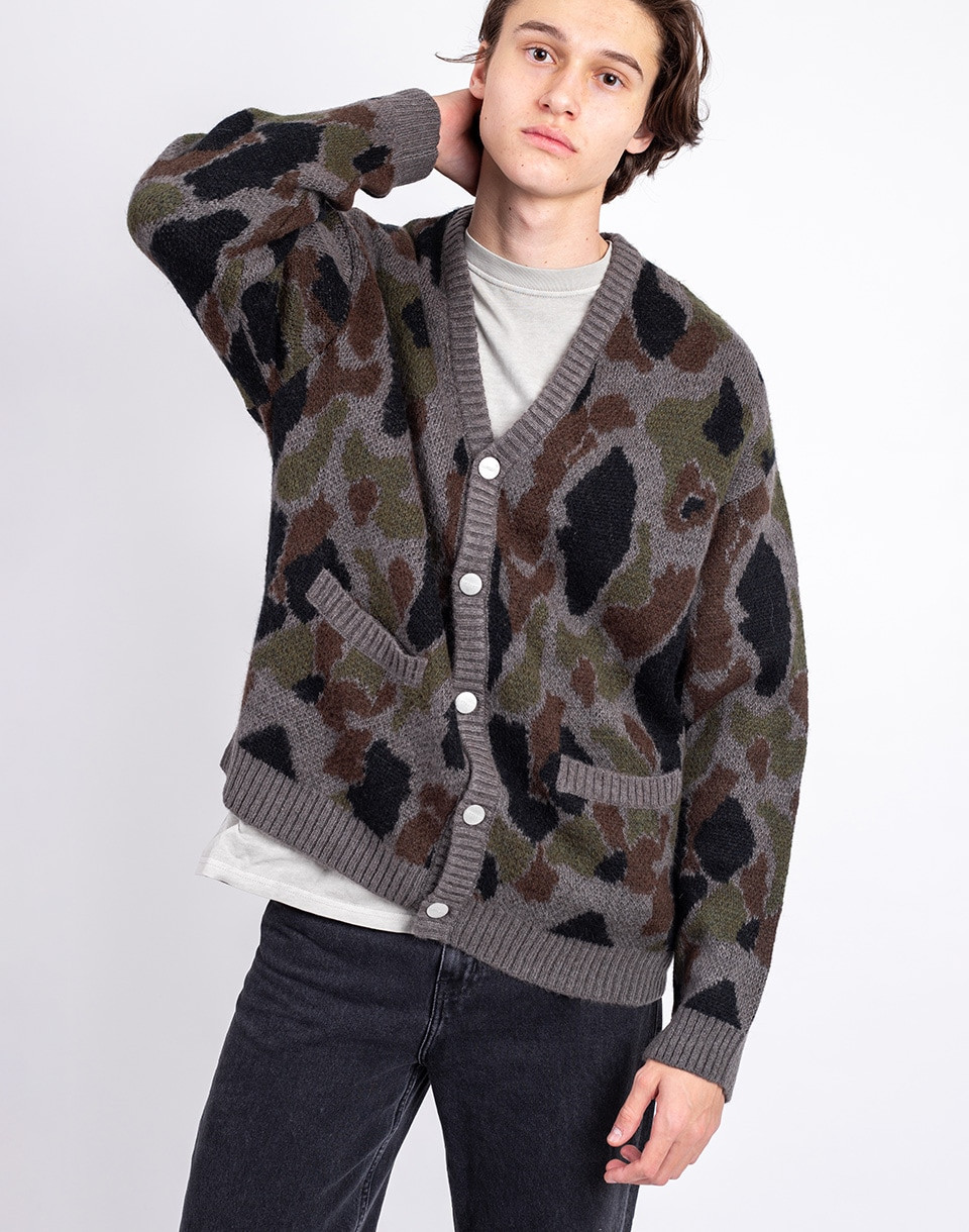 Carhartt WIP Merton Cardigan Camo Duck Jacquard, Grey M