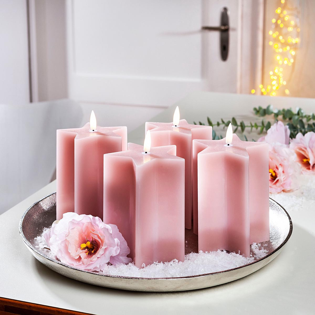 LED voskové svíčky Hvězdy, sada 4 ks