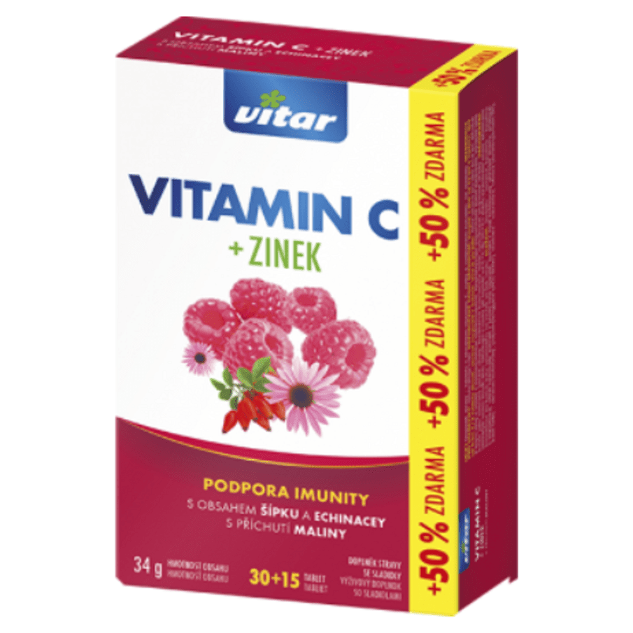 VITAR Vitamin C + zinek + echinacea + šípek 45 tablet