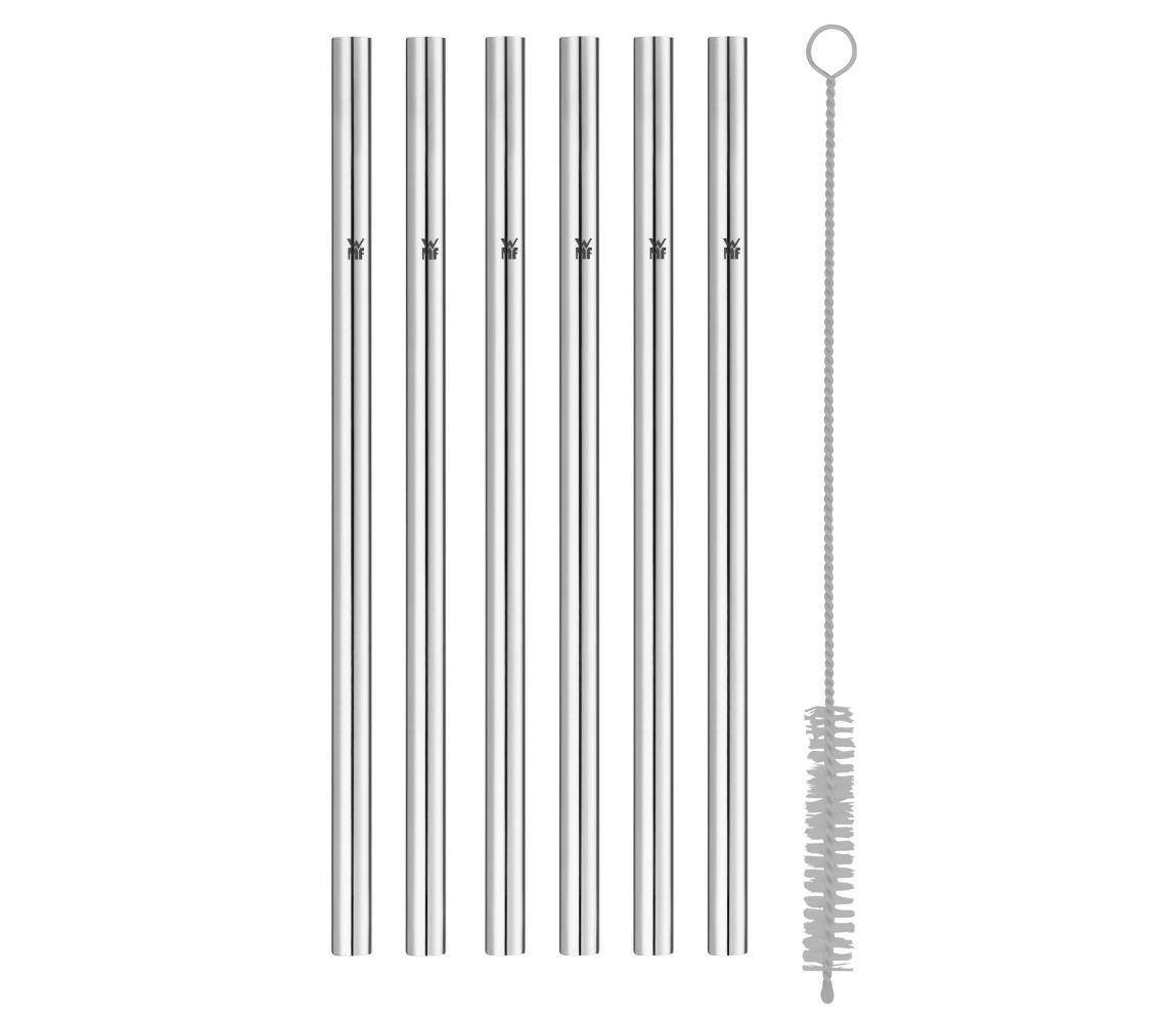 WMF Nerezová brčka 18 cm 6 ks kartáček