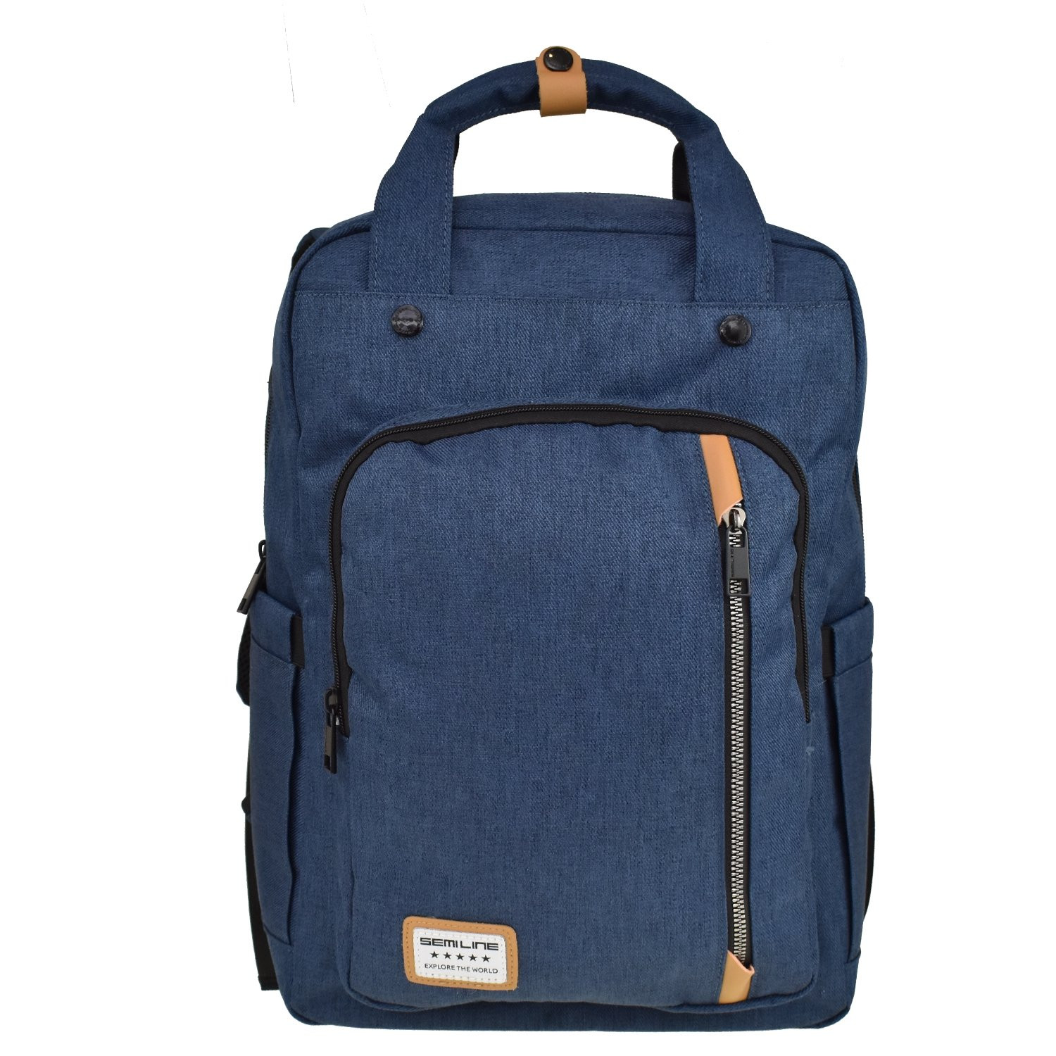 Semiline Unisex's Laptop Backpack L2005-7 Navy Blue