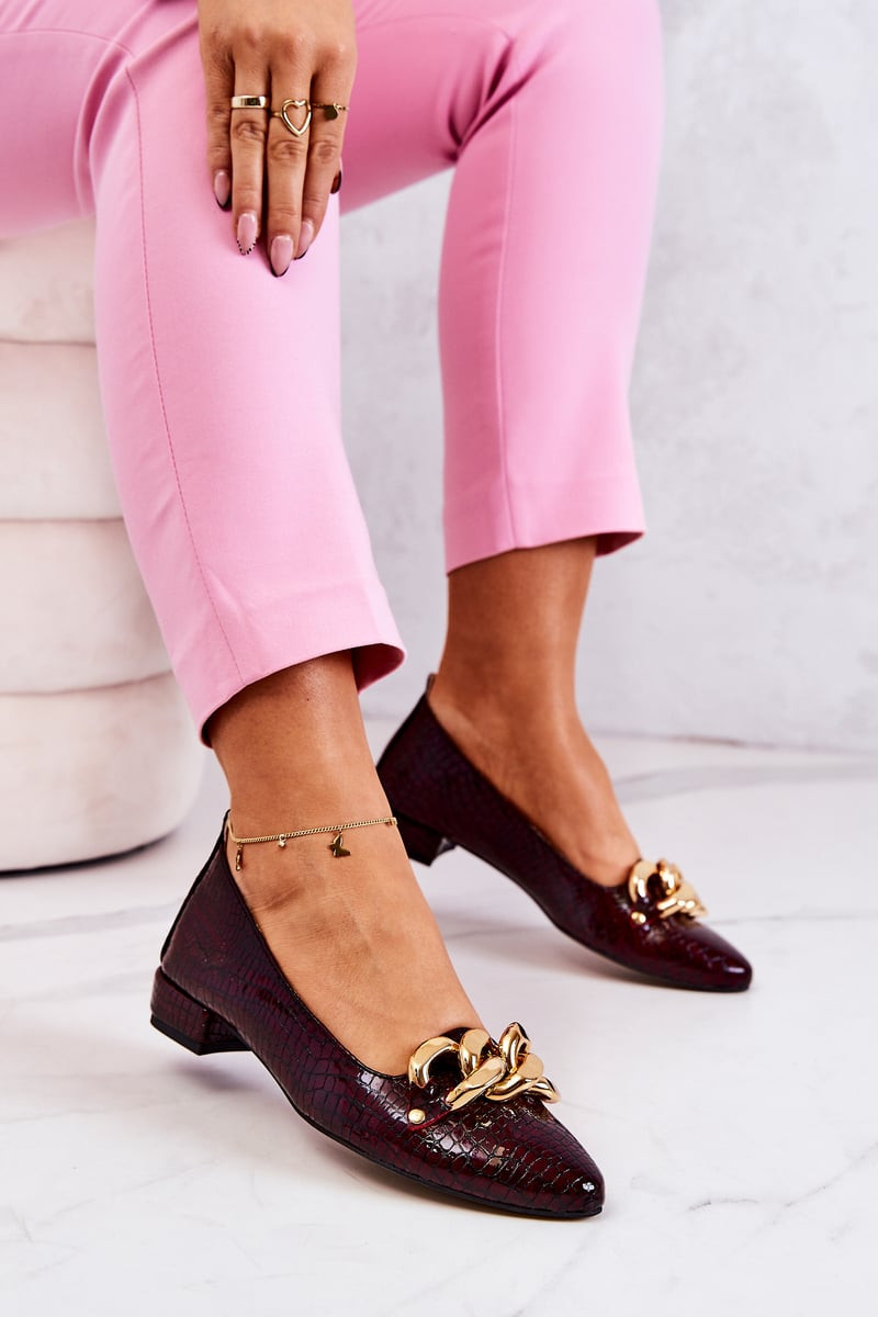 PA2 Kožené Lakovaný lodičky z hadí kůže kaštanové Elissabeth